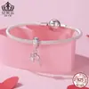 Colgante Original de Candado con Llave Aiful Plata de Ley S925 Corazón Candado Cuentas Espaciadoras de Silicona Accesorios para Joyería DIY con Cuentas