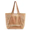 Bolsa de playa de malla directa de fábrica para mujer, bolso de hombro plegable adecuado para picnics en la playa y vacaciones
