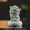 Leones de Arenisca Verde Estilo Chino Despertando para Atraer Riqueza, un Par de Mesas de Té, Mascotas de Té, Entrada del Hogar, Decoraciones Festivas para la Oficina
