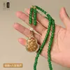 Collar Colgante Brújula de Ocho Tesoros Chapada en Oro Antiguo de Calcedonia Esmeralda Cadena de Suéter Estilo Antiguo Colgante para Cheongsam Dinastía Han con Cadena