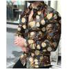 Camisa masculina europeia e americana 2022 outono manga longa gola lapela estampada 3D casual masculina solta camisa masculina