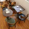 Mesa y Silla de Cafetería Retro Madera Maciza Silla para Panadería Pastelería Taberna B&B Tienda de Postres Té con Leche Juego de Mesa y Sillas para Comedor