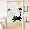 Cortina de Puerta de Gato Divertido de Dibujos Animados Sin Clavos Cortina Divisoria Hogar Sala de Estar Dormitorio Cocina Baño Media Cortina