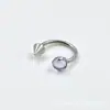 Anillo para la nariz de bola de circón de tres garras con punta cónica de aleación de titanio F136 Barra de herradura de titanio G23 Clavo de nariz de circón en barra C Joyería para perforaciones