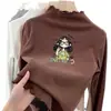 Camiseta de Manga Longa para Meninas Camada Base De Rong Roupas de Outono 2026 Estilo Outono/Inverno Roupas Quentes Infantis Roupa Íntima Top com Gola Babada
