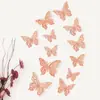 Decoração de parede de borboleta oca 3D oca de imitação de metal borboleta decoração de parede para sala de estar tridimensional adesivo de decoração de borboleta