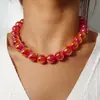 Colar com Pingente de Contas Coloridas a Laser Yongge Jewelry Estilo Europeu e Americano Colorido Bloqueio de Cores Joias de Contas de Vidro
