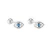 Pendientes de Ojo de Diablo de Plata de Ley S925 para Mujer, Pendientes Sencillos Personalizados de Cuentas Redondas con Cierre de Rosca, Clavitos Pequeños de Zirconia para Cartílago