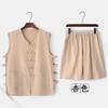Traje Tang de verano para hombre chaleco delgado chaqueta mandarín hebilla chaleco traje de pantalones cortos lino estilo chino camisa de cabeza vieja chaleco vintage