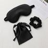 Set de Tres Piezas: Antifaz de Seda Sintética, Bolsa de Tela, Goma para el Cabello, Set Portátil de Antifaz para Dormir de Viaje, Goma para el Cabello Scrunchie Souvenir
