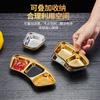 Plato de acero inoxidable 304 con sabor coreano, forma de abanico, dorado, para salsa, salsa, condimento triple, olla caliente, plato de dos compartimentos