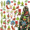 30 decoraciones navideñas, Decoraciones colgantes de Navidad del Grinch, Fiesta de Navidad con tema de elfo verde invernal