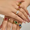 Set de anillos cúbicos de circonia de venta caliente transfronterizo, acero inoxidable, lujo ligero, alta gama, moda, anillos apilables para mujer al por mayor