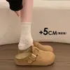 Versátil Estilo Retrô Francês com Aumento de Altura Oculto de 5cm, Novo Modelo 2026, Chinelos Fechados com Fivela para Uso Externo, Chinelos de Primavera com Solado Grosso