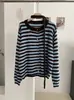 Cárdigan de Punto a Rayas de Color Contrastante KEKEZOON para Mujer, Adelgazante y Versátil, Nuevo Suéter Estilo Coreano para Otoño 8490