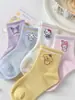 Calcetines para niñas para primavera y otoño, calcetines de tubo medio de dibujos animados lindos para niños, Kuromi, My Melody, Gato KT, calcetines de algodón para niñas de otoño e invierno