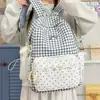 Mochila Delicada Rosa Pêssego com Bolinhas e Renda, Mochila Fofa de Alto Valor para Passeios de Férias de Alunos do Ensino Fundamental