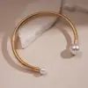 Collar de Metal de Moda Transfronterizo Europeo y Americano Abierto con Perla Cadena para Clavícula de Lujo Ligero Personalidad de Moda Versátil Accesorio