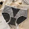 10A antibacterianas~Pantaletas de encaje estilo coreano para mujer de algodón puro, algodón de color natural jacquard de deseo puro, entrepierna de seda de morera, pantis para niñas