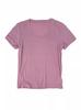 Playera de Verano para Mujer con Cuello en U, Algodón Suave Ligero Tencel de Manga Corta, Corte Slim Entallado, Sencilla Elegante, Top de Color Sólido Pequeño