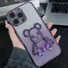 Adequado para Reno16 A7Promax Pó Glitter Areia Movediça Urso Violento K15Pro+ Capa de Celular Galvanizada A6C Gradiente 15C