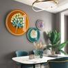 Pintura decorativa para sala de jantar moderna simples luxo leve parede da sala de jantar redonda parede de fundo criativa pintura de parede de fundo de sofá