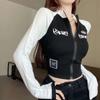 Amazon Dropshipping Internacional Ajuste Slim Design Sexy Puro Desejo Zíper Top Cardigan Curto Hot Girl para Mulheres