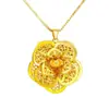 Colar com Pingente de Peônia em Filigrana Oca de Ouro Vietnamita do Mesmo Estilo das Lojas de Ouro