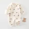 Mameluco para bebé para primavera, otoño e invierno, mameluco acolchado de algodón para bebés pequeños, mameluco de dibujos animados para recién nacidos, ropa estilo mariposa que protege la barriga y es cálida