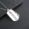 Collar Cruz de Letra Brillante Personalizado para Hombre Transfronterizo Europeo y Americano Acero Inoxidable Arcoíris Marca Militar Joyería al por Mayor