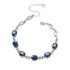 Pulseras Europeas y Americanas Nuevas de Zircón Azul para Mujer, Pulseras Ovaladas Geométricas de Moda Nicho de Lujo Ligero, Suministro Exclusivo de Comercio Exterior Transfronterizo