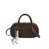 Bolso de mano para mujer, bolso de bowling de alta gama, colección otoño/invierno 2026, bolso Boston con textura de gamuza, bolso de moda para el día a día