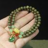 Sándalo verde 6mm pulsera de cuentas de doble vuelta colgante de hebilla de la paz para hombres y mujeres pulsera de cuentas de juego literario joyería DIY al por mayor