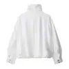 Popular Tendencia de Moda Europea y Americana Amazon Aliexpress Chaqueta Bomber Versátil Color Sólido Blanco Cremallera Larga