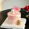 Decoración de pastel para el Día de San Valentín chino tarjeta en forma de corazón adorno de perro de dibujos animados lindo inserto de vela con lazo topper