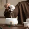 Lavabo de Porcelana Blanca con Brillo Similar al Jade, Adecuado para Lavar Tazas de Té, Recipiente de Agua de Cerámica, Tarro de Residuos de Té de Estilo Chino de Alta Gama, Tanque de Aguas Residuales para el Hogar