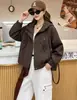 Jaqueta curta feminina primavera/outono 2026 novo estilo coreano com capuz casual solta top casaco moderno
