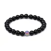 Pulseira de Contas de Ônix Preto com Detalhe Colorido Iridescente Cordão Ajustável Simples Elegante Acessório de Moda Unissex Presente Perfeito para Homens Mulheres Durável Leve Elegante Pulseira