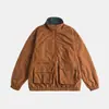 Ameng Disfraz Otoño 2025 Nuevo Casual Color Sólido Básico Cuello Alto Doble Cara Usar Holgada Chaqueta para Exteriores
