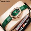 Relógio Feminino SANDA Oval com Pedras de Diamante Mostrador Pequeno Nicho Ins Sentido Avançado Relógio de Estudante Retro Clássico Relógio de Pulso Feminino a Quartzo