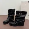 Botas Martin de Motociclista con Remaches Vintage Chuyuji para Mujer, Estilo Británico 2026 Nuevas Botas de Tacón Grueso de Otoño
