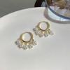 Pendientes de perlas de Corea del Sur para mujer, tendencia primavera/verano 2022, nuevos pendientes con diseño de abanico literario francés, pendientes de viento suave al por mayor