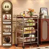 Carrito estrecho multi-funcional estilo vintage para snacks, canasta de cocina multi-capa para frutas y verduras, estante de almacenamiento móvil