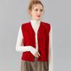 Colete Tricotado Sem Manga 100% Lã Outono e Inverno para Mulheres, Versátil Casual Color Sólida da Moda Colete para Camadas com Decote V