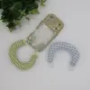 Ins Estilo Japonés y Coreano Cuadros Tela Hecha a Mano Forma de C Accesorio para Muñeca Correa de Agarre Anti-Pérdida Funda para Teléfono Correa de Cuello