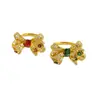 Anillo de Moño Rojo y Verde Zirconia, Estilo Palacio Deslumbrante, Lujo Ligero, Artesanía Exquisita, Versátil, Alto Valor Estético, Realza el Tono de Piel, Anillo de Estilo Vintage