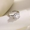 Anillo Suelto Cuadrado de Plata de Ley S925 Geométrico Microincrustado con Circonita de Alto Grado Temperamento Moda Anillo para Mujer Europa y América Transfronterizo
