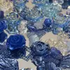Novo Cor Sólida Azul Safira Gelo Transparente Azul Safira Borda Dourada Azul Escuro Misturado Material DIY Artesanal Atacado TikTok em Estoque