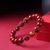 Pulseira de Cinábrio Cru com Areia de Cristal Translúcido, Design Três-em-Um e Seis-em-Um para Homens e Mulheres, Joia de Presente para Ano do Zodíaco Venda por Atacado