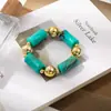 Novo Moda Europeia e Americana Pulseira de Bambu Acrílico com Contas Douradas Pulseira com Padrão Mármore Retrô Venda por Atacado